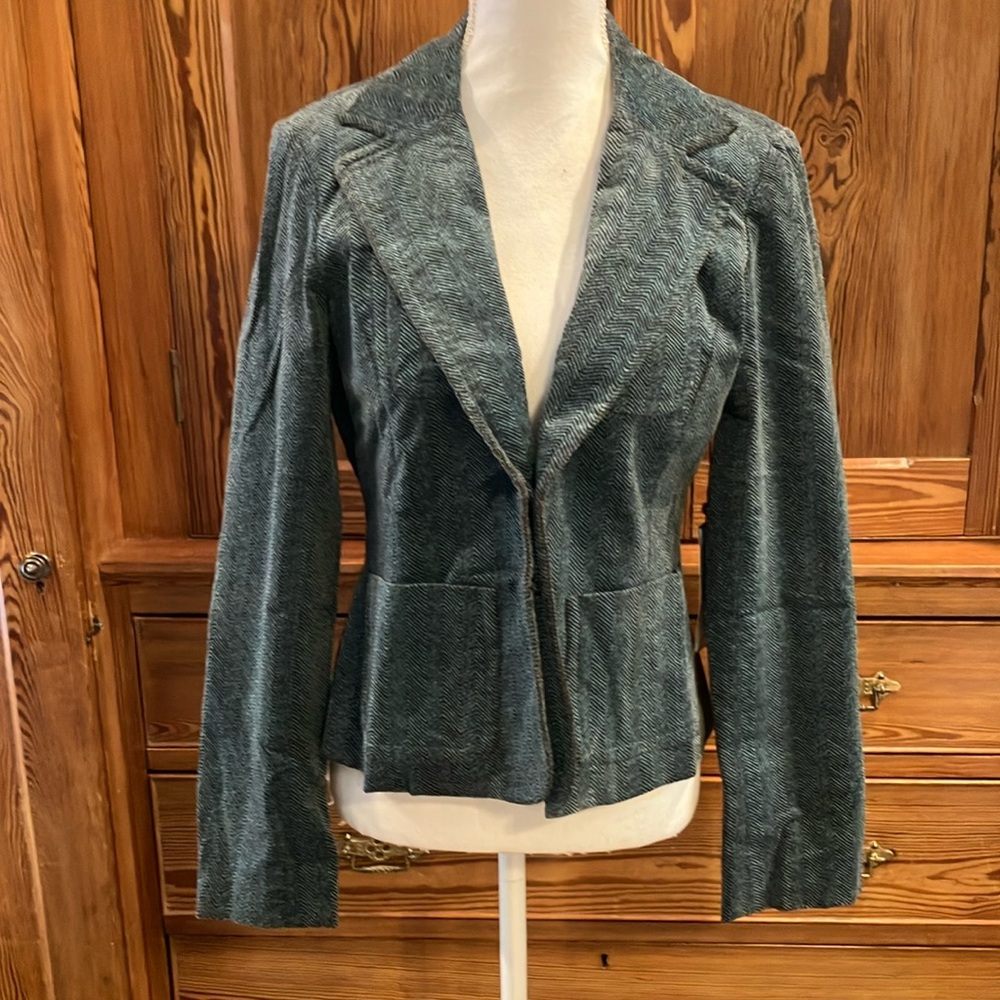 NWT brown teal blue weave jacket sz 6